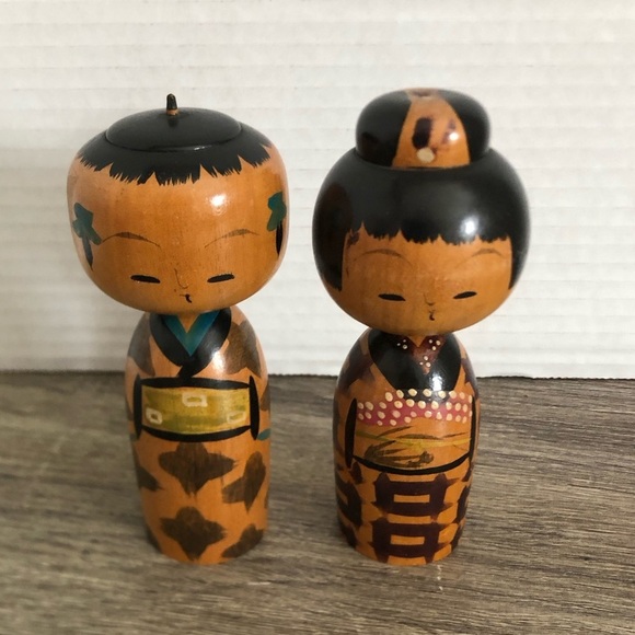 Vtg Handmade Wooden Bobble Head Kokeshi Dolls - Picture 12 of 12